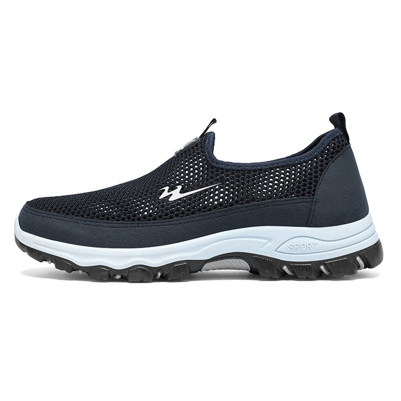 DOUBLE STAR 88 Flyknit Men's Shoes Summer Slip on Mesh Athletic Shoes For Middle Aged And Elderly Fathers Textile, Mesh