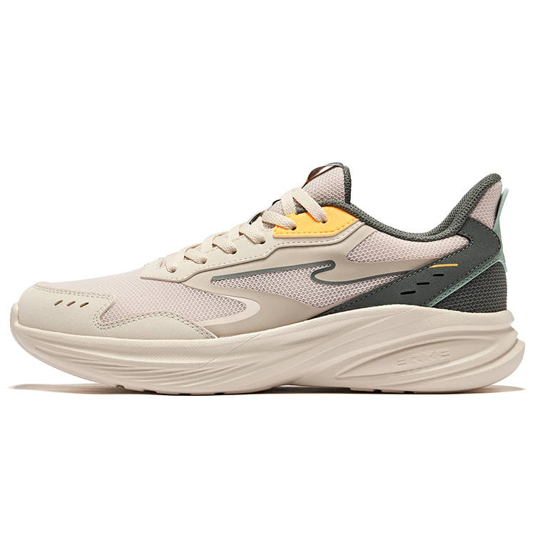 Erke Hunt Slip Resistant Lightweight Rebound Low top Running Shoes Men's Eggnog Gray Light Linen