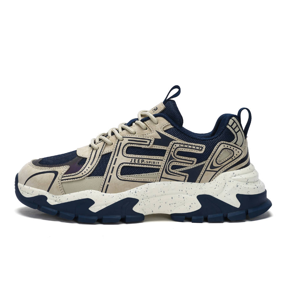 JEEP SPIRIT Height Increasing Abrasion Resistant Breathable Low top Chunky Sneakers Men's Furious Sea Blue