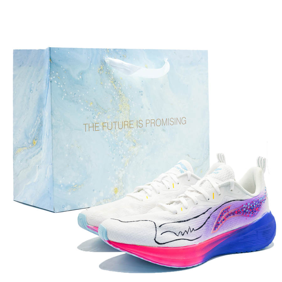 Li-Ning Li Ning Wuyue Cushioning Abrasion Resistant Breathable Low top Casual Running Shoes Men's White Pink Blue