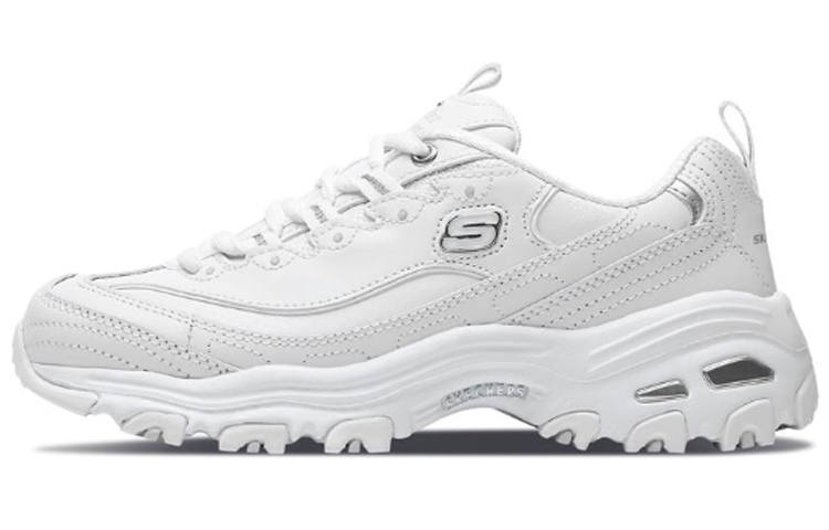 Skechers D'Lites 1.0 Fresh Start Panda Shoes Chunky Sneakers Women's White Silver