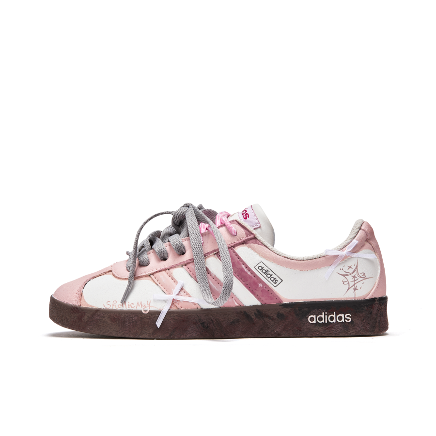 Adidas Adidas VL COURT 2.0 Stars Girlish Thin Sole Slip Resistant And Breathable Low top Skateboard Shoes Unisex Pink White