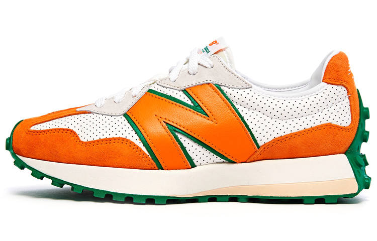 New Balance New Balance x CASABLANCA NB 327 Comfortable Cushioning Abrasion Resistant Low top Running Shoes Unisex White Orange