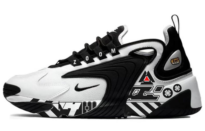 Nike Nike Zoom 2K Mesh Cushioning, Wear Resistant Low top Casual Running Shoes Unisex Black White