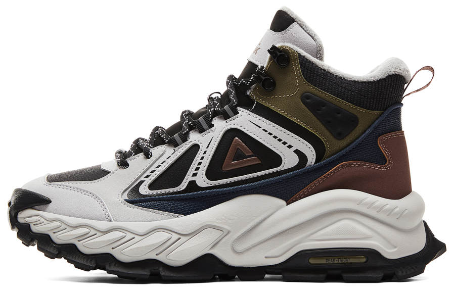 PEAK Cushioning Slip Resistant Rebound Cushioning Slip Resistant Rebound Mid top Outdoor Shoes Men's Gray Black