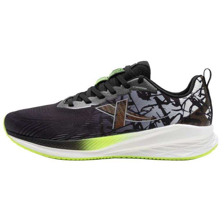 XTEP 5.0LITE Fabric Cushioning Slip Resistant Abrasion Resistant Low top Running Shoes Men's Black White