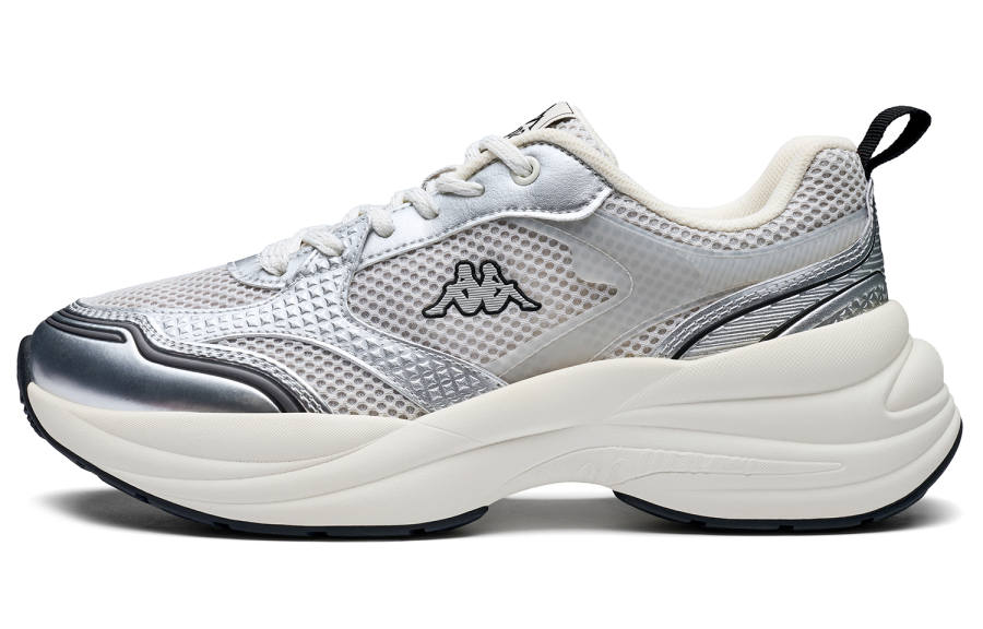 Kappa Slip Resistant Abrasion Resistant Slip Resistant Abrasion Resistant Low top Chunky Sneakers Women's Silver