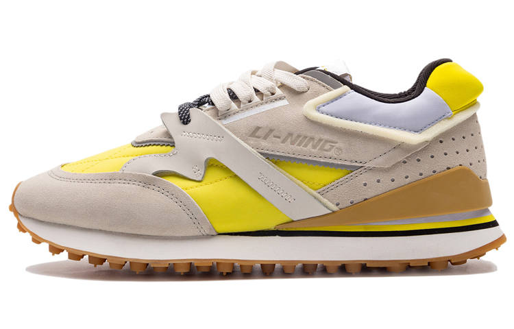 Li-Ning Li Ning Cushioning Slip Resistant Abrasion Resistant Lightweight Low top Running Shoes Women's Dark Yellow