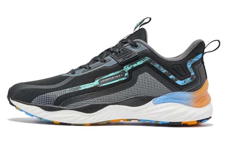 XTEP Synthetic Leather Cushioning Slip Resistant Abrasion Resistant Low top Running Shoes Men's Black Blue Green