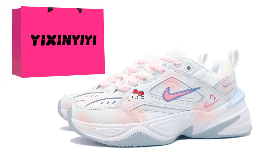 Nike Nike M2K Tekno Cushioning Slip Resistant Low top Chunky Sneakers Women's Pink White