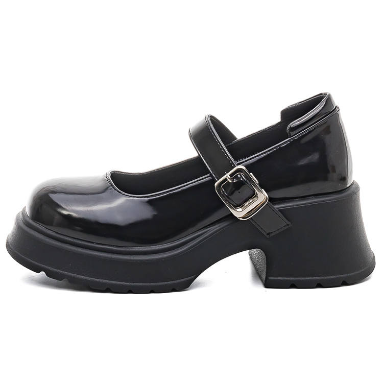 Warrior Chunky Heel Mary Jane Shoes Low top Women's Black