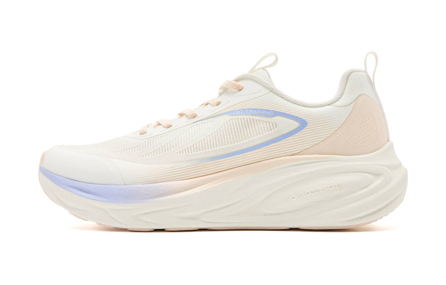 QIAODAN Cushioning Slip Resistant Abrasion Resistant Low top Casual Running Shoes Women's Beige Pink
