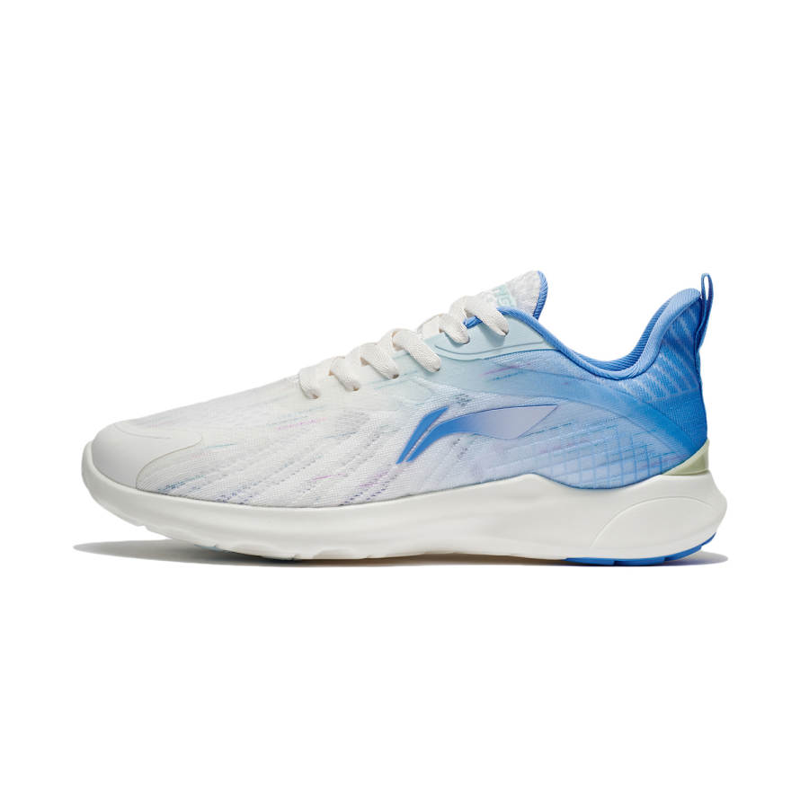 Li-Ning Li Ning Cushioning Slip Resistant Breathable Lightweight Low top Sprint Running Shoes Men's White Blue