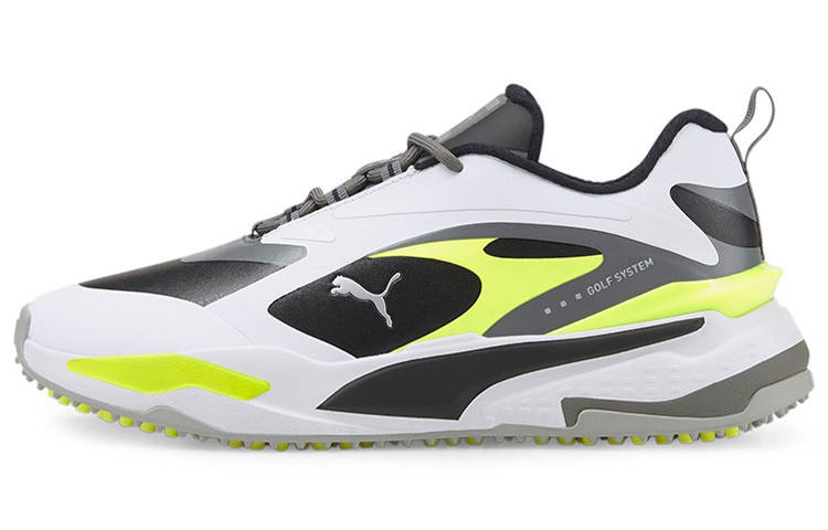 PUMA Golf Collection Gs Fast Abrasion Resistant Abrasion Resistant Low top Golf Shoes Men's White Gray Yellow