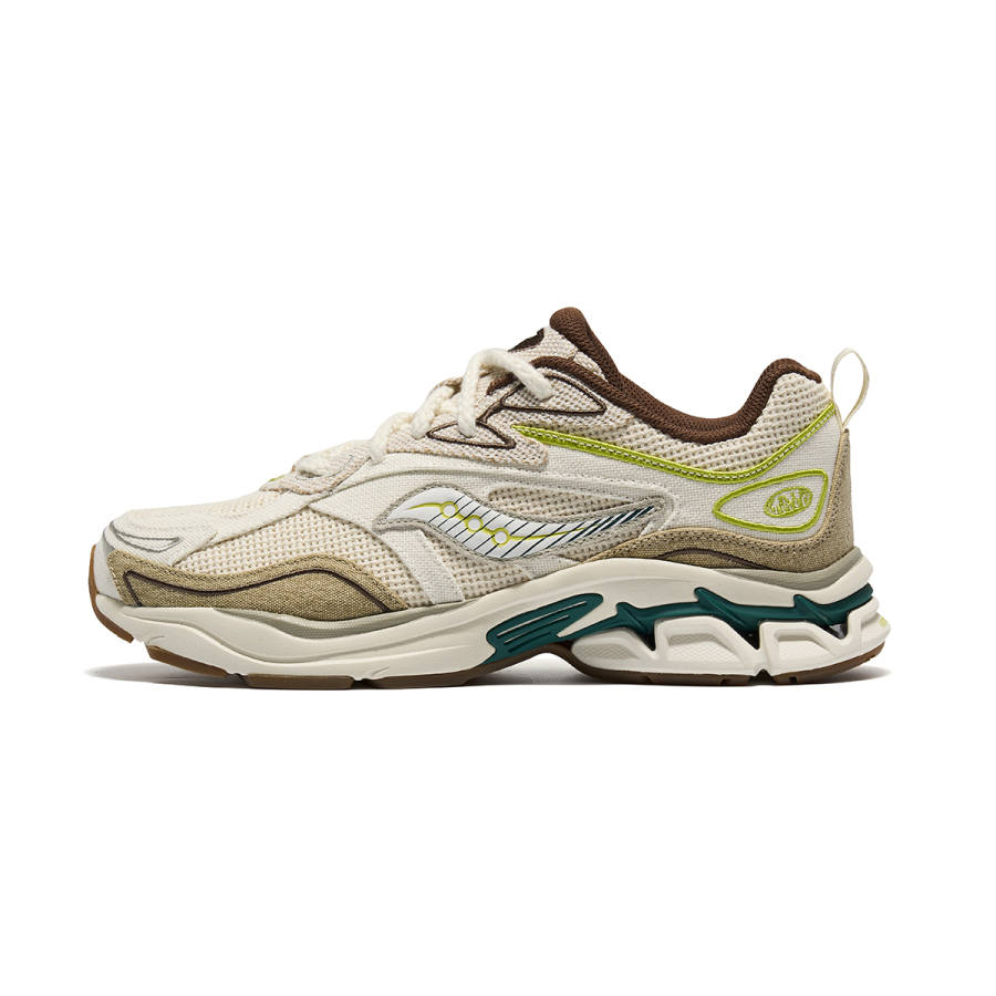 Saucony GRID FUSION Fabric Low top Casual Running Shoes Unisex Beige