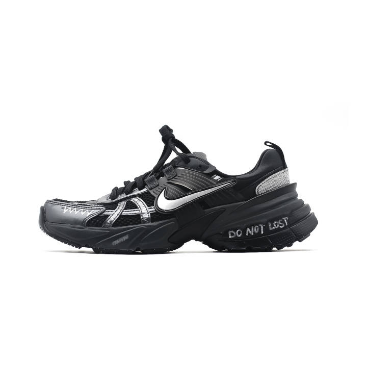 Nike Nike V2K Run Cushioning Slip Resistant Abrasion Resistant Low top Running Shoes Men's Black Silver