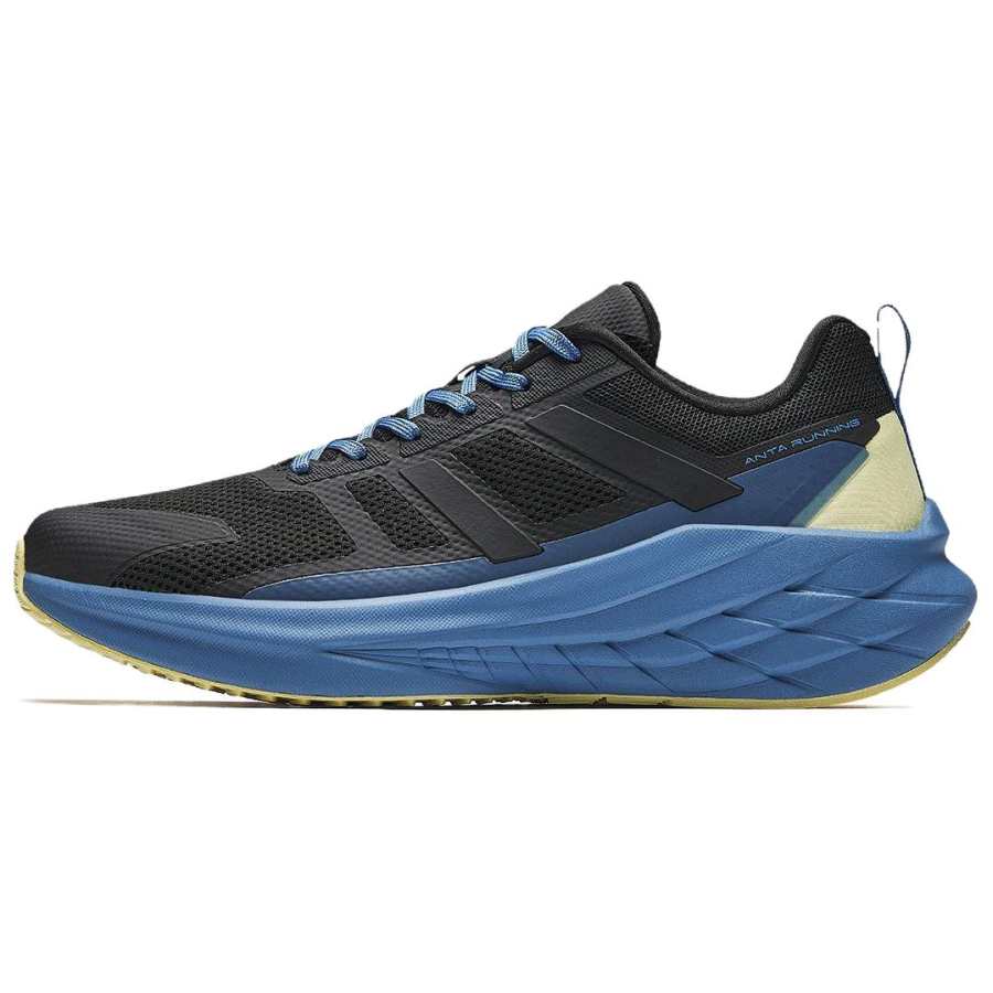 Anta Cushioning Breathable Low top Casual Running Shoes Men's Black Blue Beige