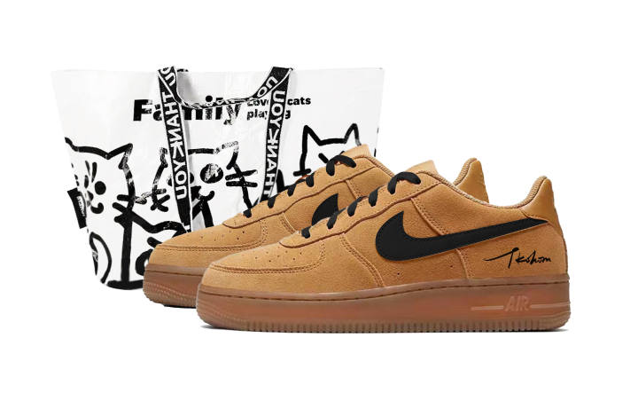 Nike Nike Air Force 1 Black Brown Wheat Wave Slip Resistant Abrasion Resistant Low top Skateboard Shoes Women's