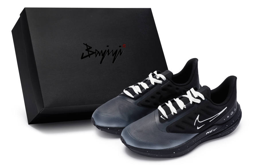 Nike Nike Winflo 9 Slip Resistant Slip Resistant Low top Running Shoes Men's Black White Gray