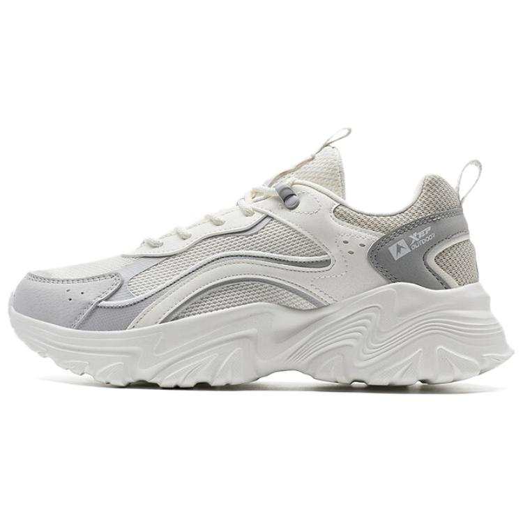 XTEP Abrasion Resistant Slip Resistant Cushioning Low top Outdoor Shoes Women's White Gray