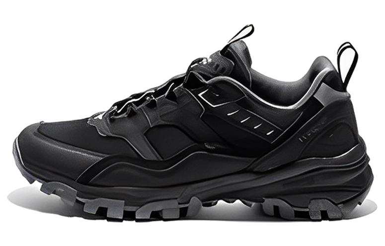 TOREAD Textile, Leather Cushioning Slip Resistant Abrasion Resistant Low top Outdoor Shoes Men's Rock Black Medium Gray