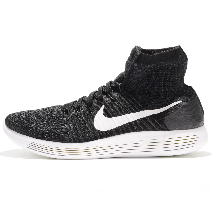 Nike Nike LunarEpic Flyknit Comfortable Slip Resistant And Breathable High top Running Shoes Women's Black White