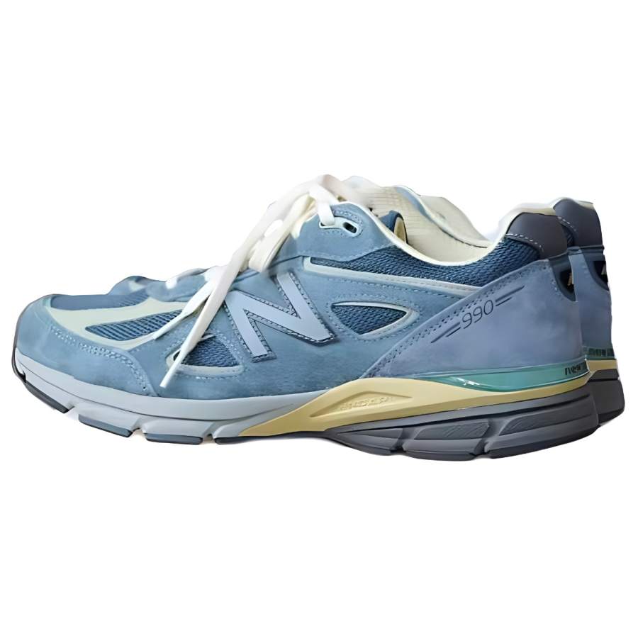 New Balance Auralee x New Balance NB 990 V4 Abrasion Resistant Low top Running Shoes Men's Blue Yellow