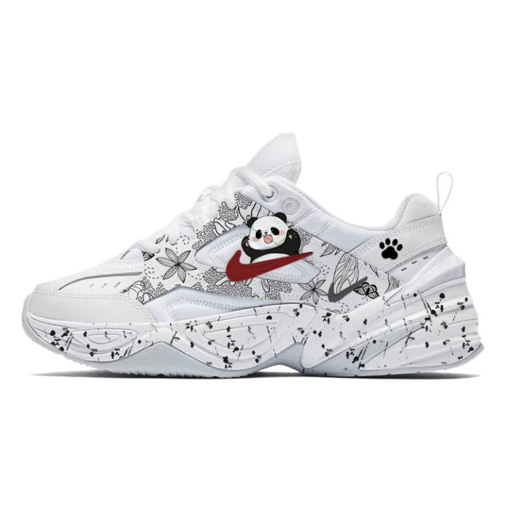 Nike Nike M2K Tekno Cute Bear Cat Slip Resistant, Abrasion Resistant, Breathable Low top Chunky Sneakers Women's White Black