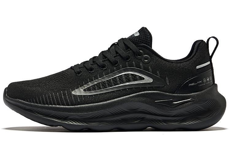 Erke Cushioning Abrasion Resistant Breathable Low top Running Shoes Women's Jet Black Carbon Gray