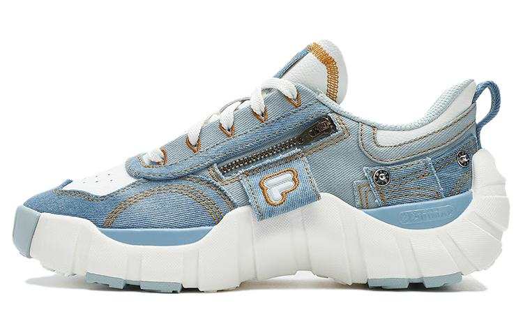 FILA FUSION BONE DX Vertebra Shoes Cushioning, Wear Resistant Low top Chunky Sneakers Women's White Blue