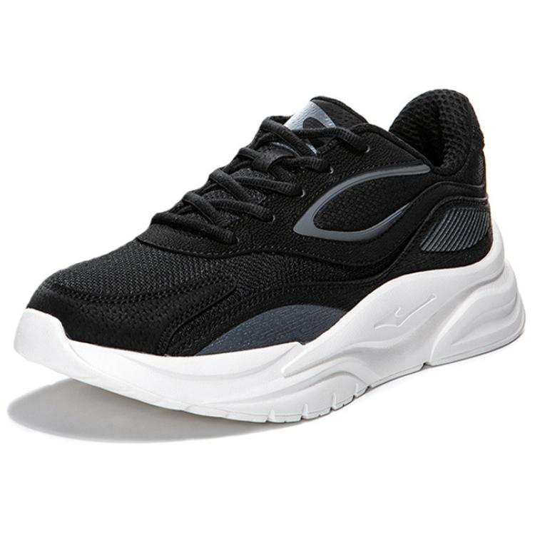 Erke Textile, Artificial Leather Cushioning Slip Resistant Low top Running Shoes Women's Black