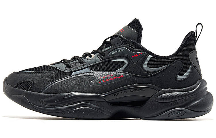 Erke Lightweight Cushioning Slip Resistant Abrasion Resistant Low top Running Shoes Men's Black