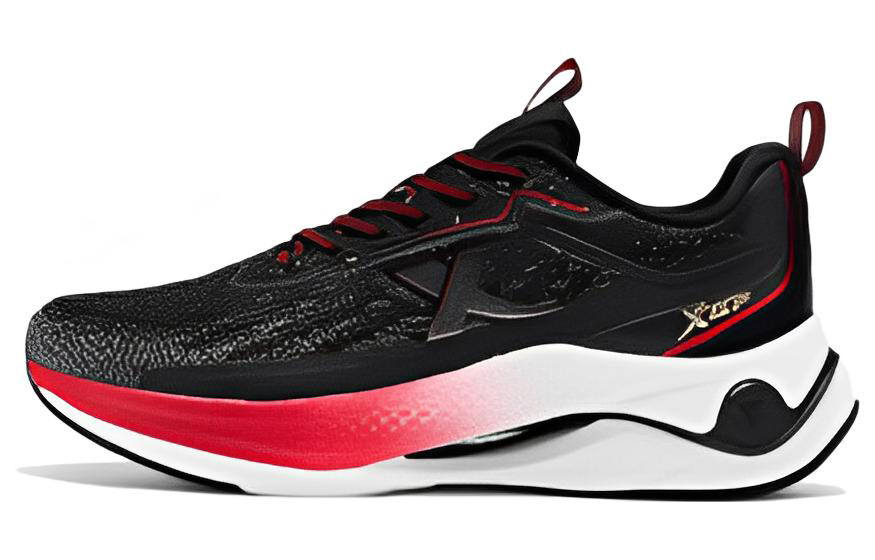 XTEP Casual Fabric Slip Resistant, Abrasion Resistant, Breathable Low top Running Shoes Men's Black Red