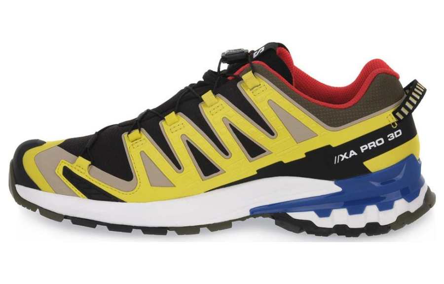 SALOMON XA Pro 3D V9 Fabric Abrasion Resistant Breathable Low top Outdoor Shoes Men's Black Yellow