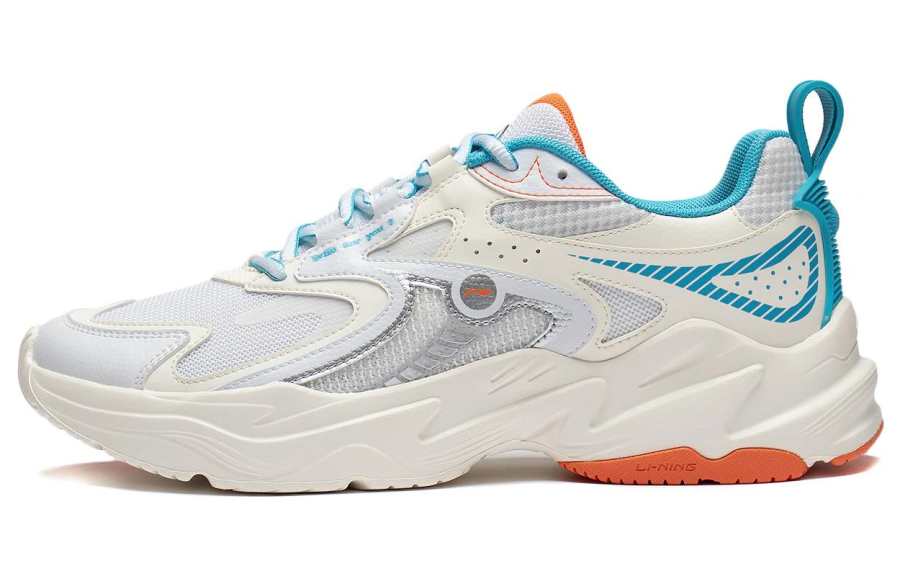Li-Ning LiNing Meteor Slip-Resistant Cushioning Wear-Resistant Low-Top Running Shoes Ivory Sea Blue