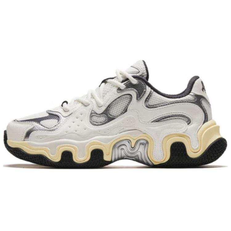 Anta Cushioning Slip Resistant Low top Chunky Sneakers Women's Silver White Gray