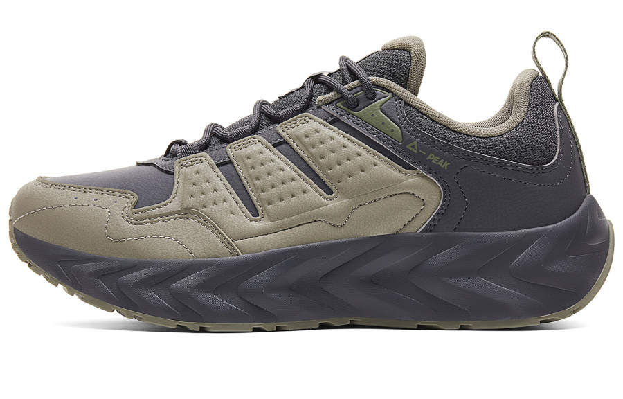 PEAK Textile, Synthetic Leather Low top Casual Running Shoes Men's Gray Cyan