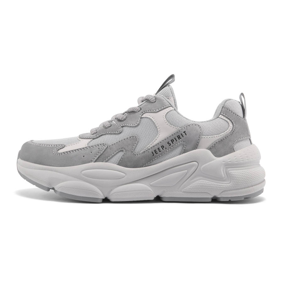 JEEP SPIRIT Abrasion Resistant, Breathable, Lightweight Low top Chunky Sneakers Men's Moon Dust Gray