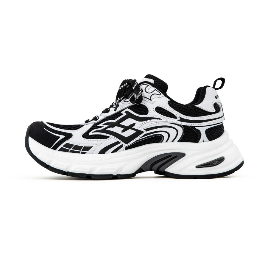 SENGUOGUO Abrasion Resistant Height Increasing Low top Chunky Sneakers Unisex Black White