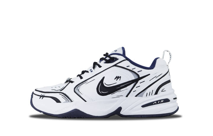 Nike Nike Air Monarch 4 840 Anime Slip Resistant Abrasion Resistant Low top Chunky Sneakers Unisex Black White