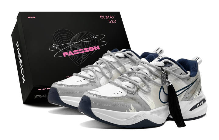 Nike Nike Air Monarch 4 Slip Resistant Abrasion Resistant Low top Chunky Sneakers Unisex Gray White