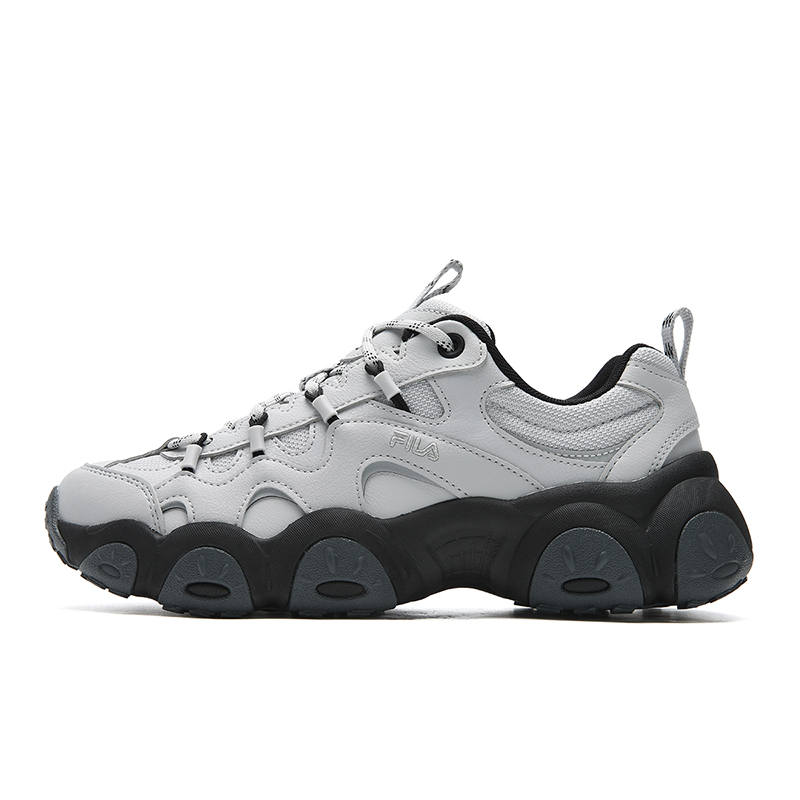 FILA FLUID 7 Cushioning Abrasion Resistant Lightweight Height Increasing Low top Chunky Sneakers Women's Gray Black