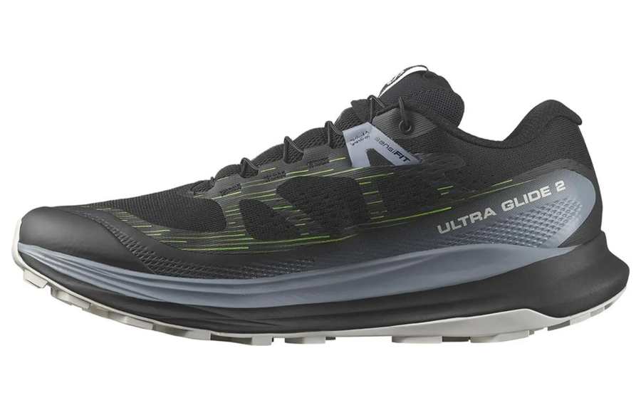SALOMON Ultra Glide 2 Slip Resistant Abrasion Resistant Low top Running Shoes Men's Black Gray Blue