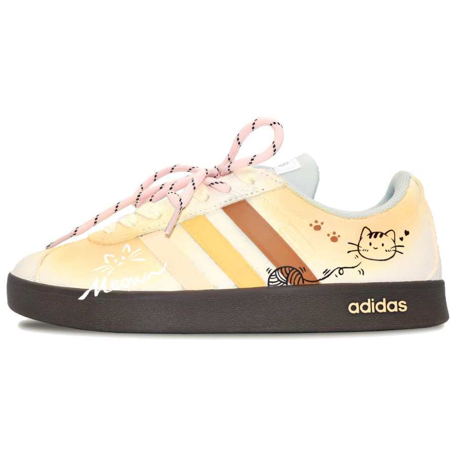 Adidas Adidas VL COURT 2.0 Meow Journal Abrasion Resistant Low top Skateboard Shoes Women's Yellow