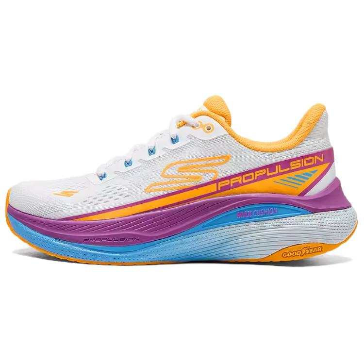 Skechers Max Cushioning Propulsion Cushioning Breathable Coverage Support Low top Running Shoes Women's White Orange