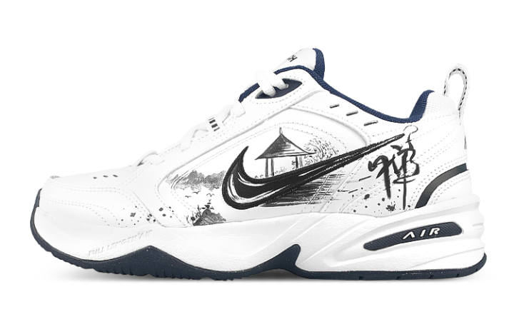 Nike Nike Air Monarch 4 Synthetic Leather, Leather Low top Chunky Sneakers Unisex Black White