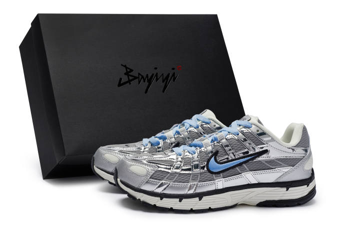 Nike Nike P 6000 Slip Resistant, Abrasion Resistant, Breathable Low top Y2k Retro Running Shoes Unisex Silver Gray Blue