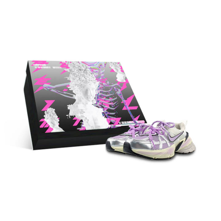 Nike Nike V2K Run Slip Resistant Low top Running Shoes Women's White Purple Gray