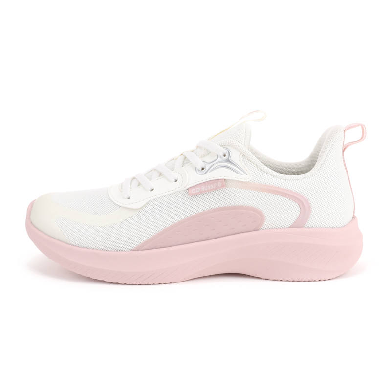 QIAODAN Cushioning Slip Resistant Abrasion Resistant Low top Casual Running Shoes Women's White Pink
