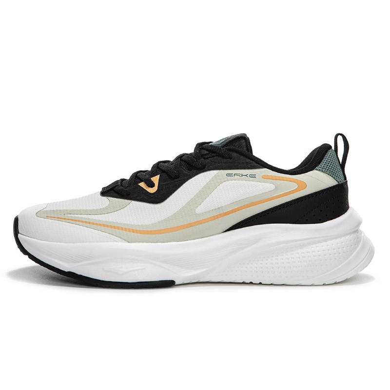 Erke Cushioning Slip Resistant Abrasion Resistant Low top Casual Running Shoes Men's White Black